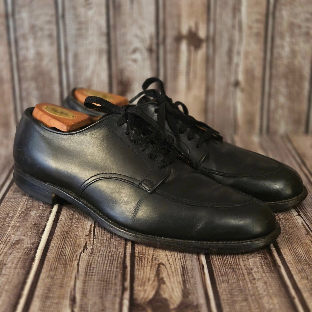 Sz 12 AA/ B Mens Alden 67 Black Calfskin V-Tip Blucher Split Toe Dress Shoes